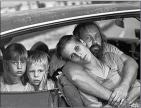 Homeless family in car