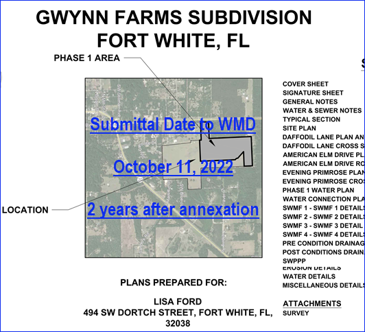 Gwynn Farms Subdivision -- first page of plans