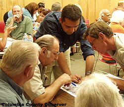 A focus group working hard.