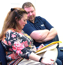 Dayna Miller and Frank Kramer wait to address the City Council on Feb. 4, 2019