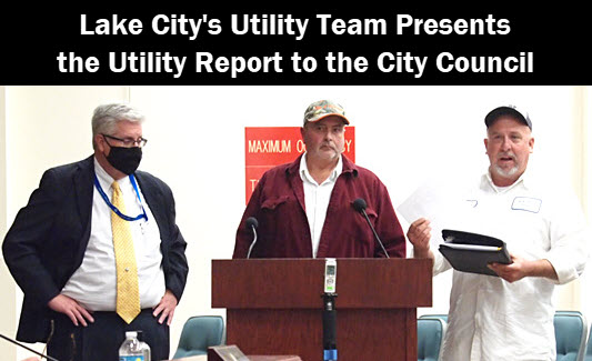 Photo of the Lake City Utility Presentation Team. Left to right are Dan Sweat, Paul Dyal, and Mike Osborne.