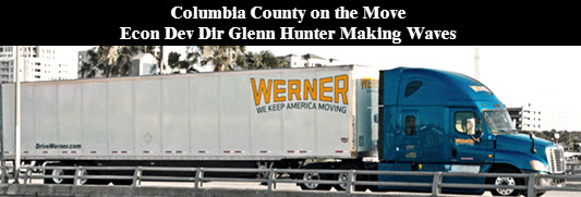 Graphic showing a Werner "We Keep America Moving" tractor-trailer