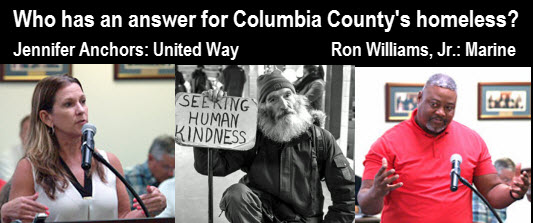 Combined graphic showing Jennifer Anchors, Ron Williams, Jr., homeless person