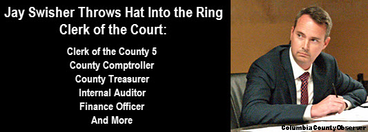 Photo of Jay Swisher with an explanation of Clerk of the Court duties