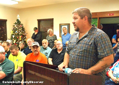 Matt Douglas of Nestle addresses the Ft. White Town Council