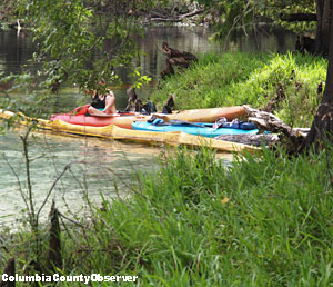 Boats landing on the newly rebuilt river bank.