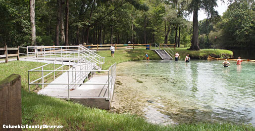 Photo of the bank restoration and the new handicapped ramp.