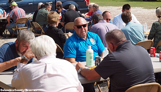 Commissioner Rocky Ford speaks with Dan "Nurse" Hartley