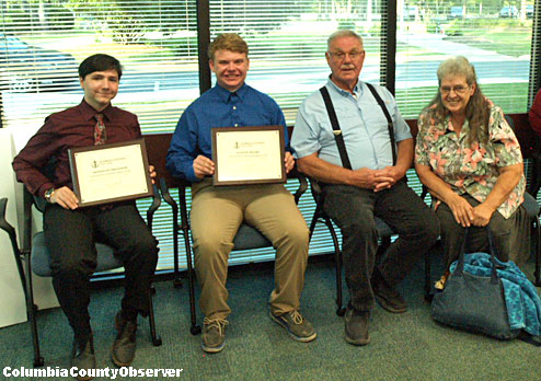 The grandparents were on hand, lending support to the champions. Left to right: Donovan Preedom, Austin Bagby, Wayne Delfke (grandpa of Austin) and Dora Anne Bagby (grandma of Donovan).