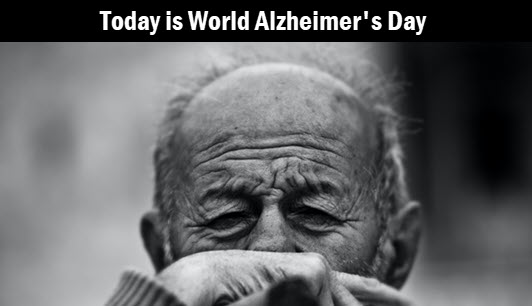 Photo of elderly man. Headline: Today is World Alzheimer's Day