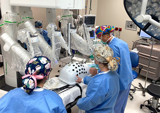 LCMC's surgical and nursing tech team training on the new da Vinci.    