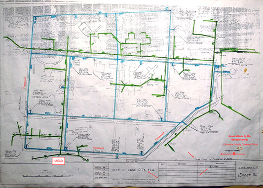 Lake City Utility map of main lines at Lake City Community College