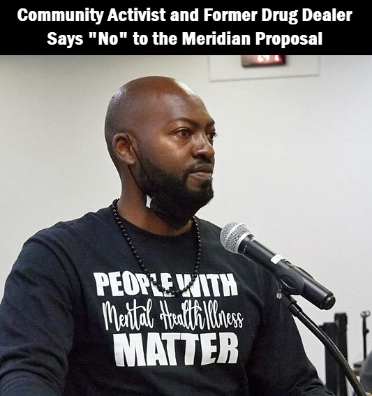 Sylvester Warren wearing a shirt with the logo: people with mental health illness matter