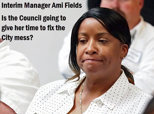 Photo of Interim Lake City, City Manager Ami Fields with copy: is the council going to give her time to fix the City mess?