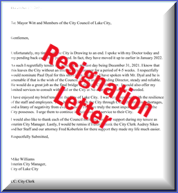 Mike Williams resignation letter