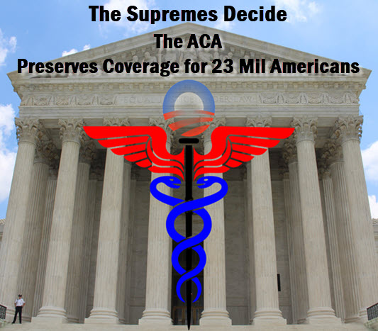 picture of the U.S. Supreme Ct. with ACA symbol and copy which reads: Supreme Court Decision on ACA, big win for Floridians
