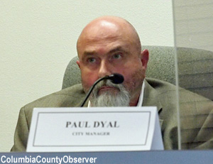 Interim City Manager Paul Dyal listens to Mr. Sampson's complaints