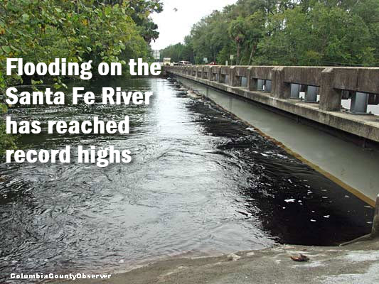 Photo of flooding on the Santa Fe River in Columbia County, FL