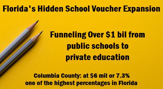 Photo of pencils with headline: Florida's Hidden School Voucher Expansion