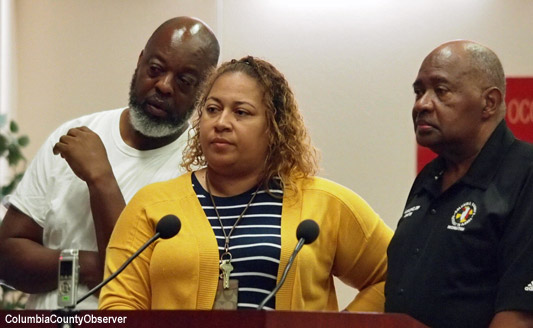 Richardson Community Center (l to r) board members Marquis Morgan and Nicole Smith, and County Recreation Director and former board member Mario Coppock