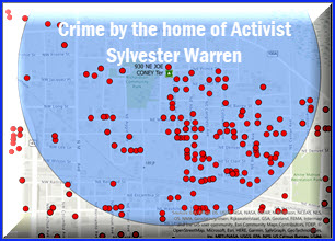 map of crime around Sylvester Warren's home