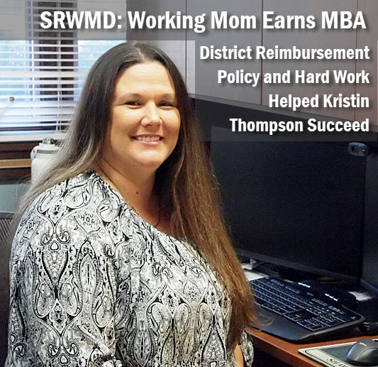Kristin Thompson of the SRWMD with headline: Working mom earns MBA