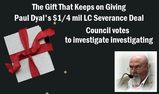 Ex LC City Manager Paul Dyal with photo of gift box