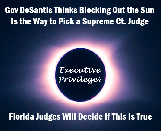 Gov DeSantis thinks blocking out the sun is the way to pick a supreme ct judge
