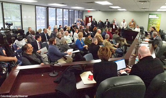 Columbia County's Legislative Delegation meeting played to a packed house.