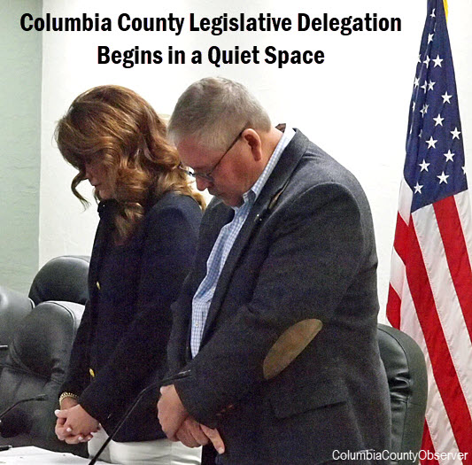 Senator Jennifer Bradley and Representative Chuck Brannan as the Delegation meeting begins.