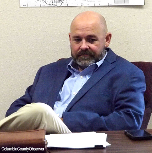 Town Attorney Lindsey Lander, who had his fill of Columbia County politics, in a pensive moment before the meeting was gaveled to order.