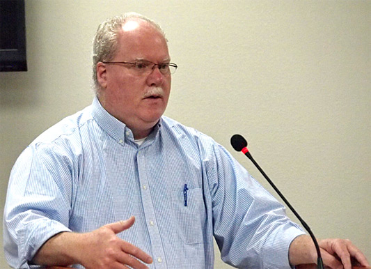 Shannon Roberts addresses the NFWU board in March 2025