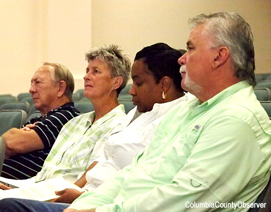 Fort White's Council members at the County 5: 2nd from left, Kathryn Terry, Monica Merricks, Bill Koon. Mayor George Jacob Thomas refused to attend.