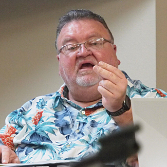 Fort White Town Councilman Lonnie Harrell makes a point.