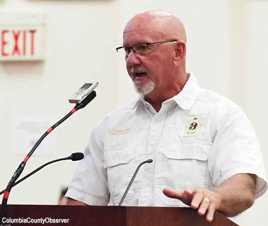 Fire Chief Jeff Crawford addresses the Columbia County 5